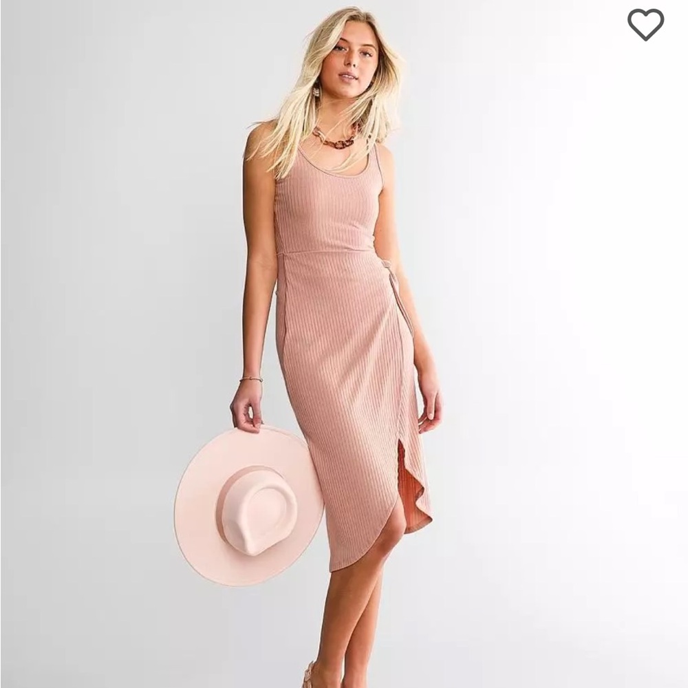 Buckle Ribbed Wrap Midi Dress NWT